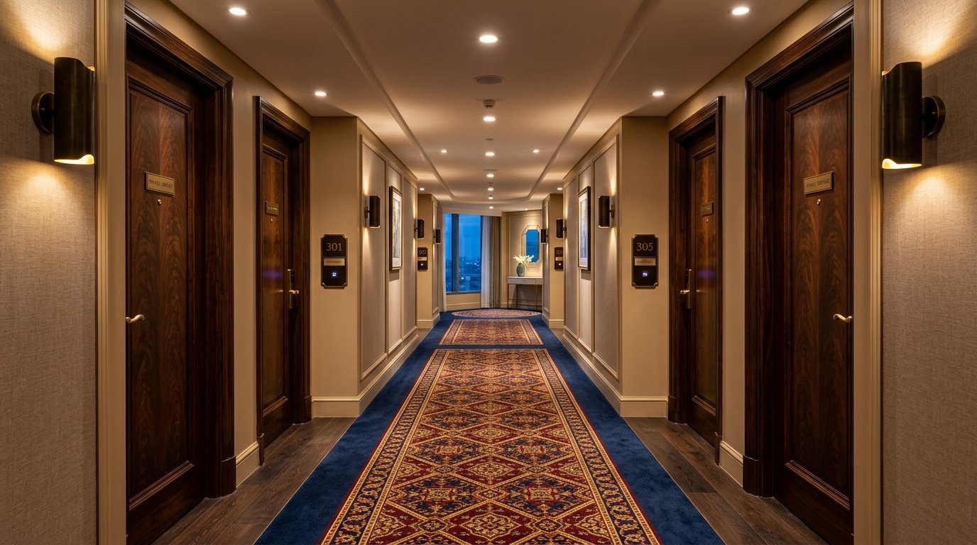 Hotel Myra guest hallway and room corridor